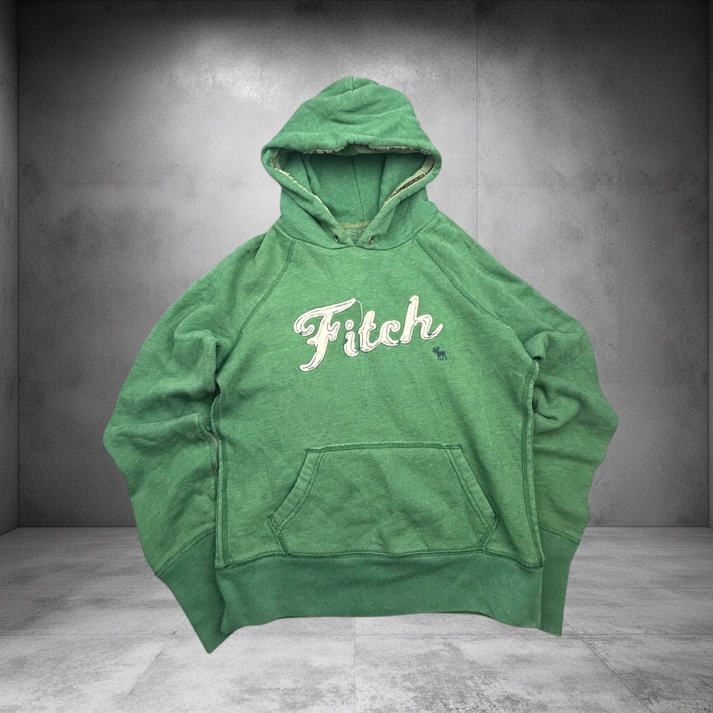 Vintage Abercrombie and Fitch Green Hoodie Y2K Skater Boxy Fit Large